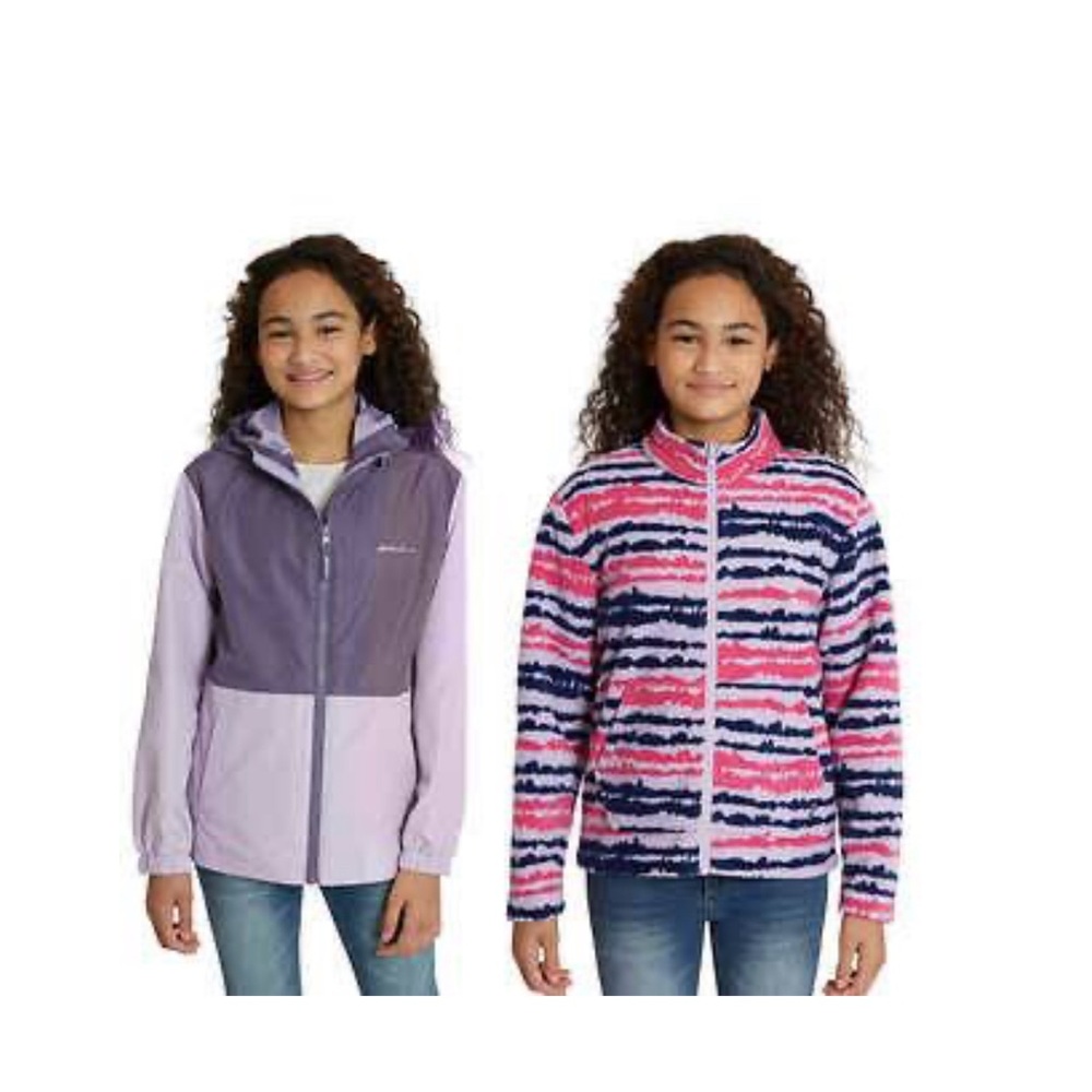 Eddie Bauer 2 in 1 purple jacket and fleece new size 5/6 years